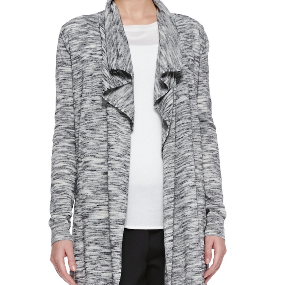 NWOT Theory, Trincy C Evian Space Dyed Knit Cardigan Sweater. Grey/Black. Small